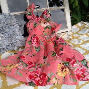 Pink Floral Sleeveless Dress